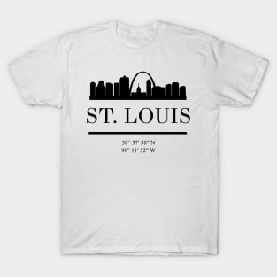 ST LOUIS MISSOURI BLACK SILHOUETTE SKYLINE ART T-Shirt